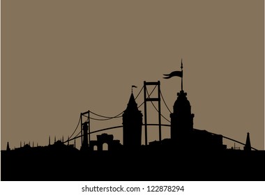 istanbul city retro style vector art