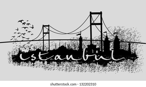 istanbul city retro style vector art