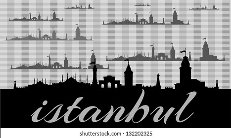 istanbul city retro style vector art