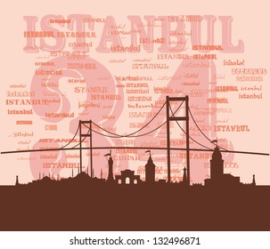 istanbul city retro style vector art