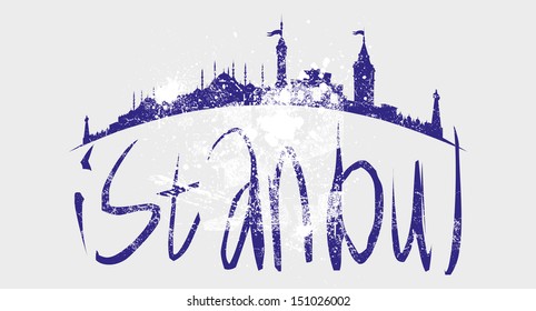 istanbul city retro style vector art