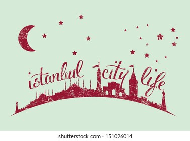 istanbul city retro style vector art