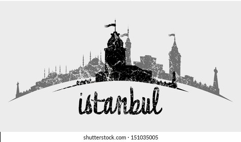 istanbul city retro style vector art