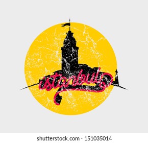 istanbul city retro style vector art