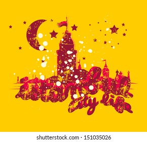 istanbul city retro style vector art