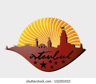 istanbul city retro vector art