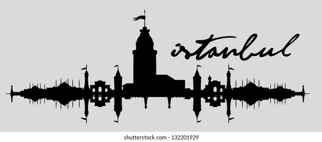 istanbul city retro vector art