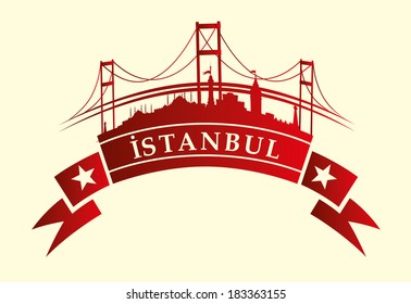 istanbul city ribbon banner  vector art