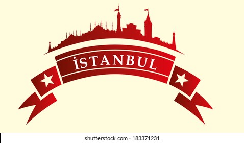 istanbul city and ribbon vector art