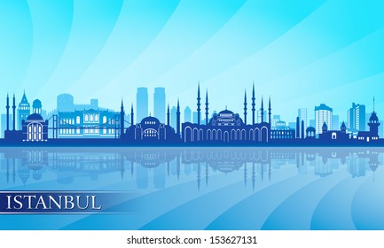 Istanbul city skyline detailed silhouette. Vector illustration