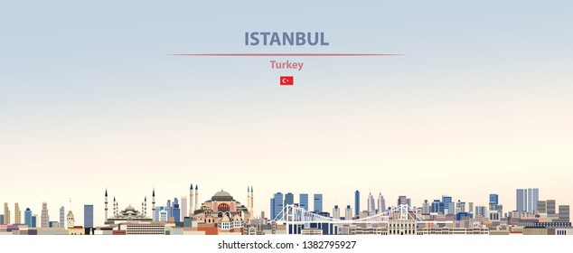 Istanbul city skyline on colorful gradient beautiful daytime background. Vector illustration