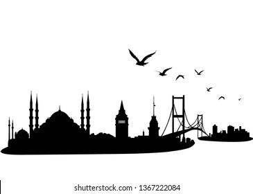 Istanbul City Skyline Vector Illustration