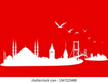 Istanbul City Skyline Vector Illustration