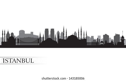 Istanbul city skyline. Vector silhouette illustration