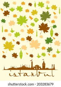 istanbul city and sycamore leaf vector art