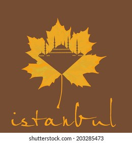 istanbul city and sycamore leaf vector art