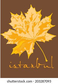 istanbul city and sycamore leaf vector art