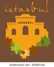 istanbul city and sycamore leaf vector art