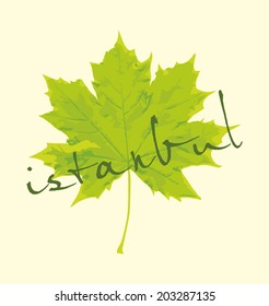 istanbul city and sycamore leaf vector art