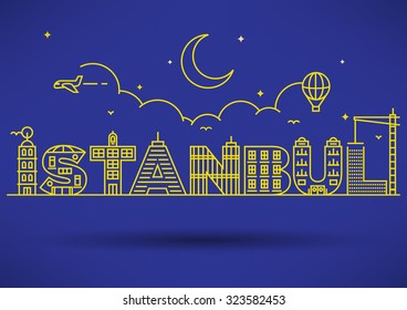Istanbul City Typography Design with Building Letters
