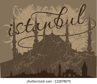 istanbul city vintage vector art