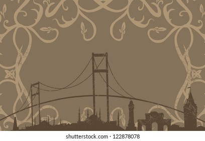 istanbul city vintage vector art
