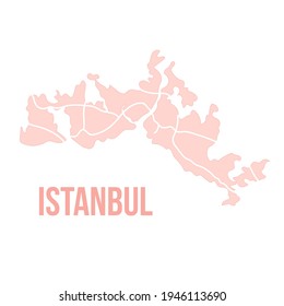Istanbul Constantinopol map silhouette administrative division, vector map isolated on white background. boundary map with streets. High detailed illustration.
