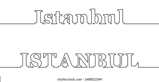 ISTANBUL. Contour line with the name of the capital of Turkey. Uppercase and lowercase letters