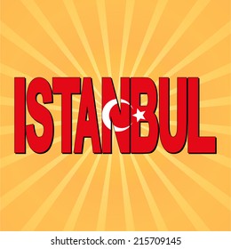 Texto de la bandera de Estambul con ilustración del vector de explosión de sol
