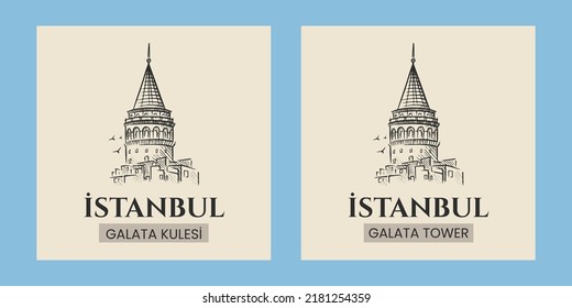 Lineares Illustrationsdesign des Turms Istanbul Galata