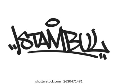 Istanbul graffiti tag in bold black lettering on white background. Clean urban style, perfect for vibrant Turkish city culture, historic vibes, and creative street art projects.