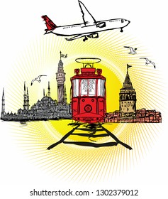 istanbul graphic design vector art, city view