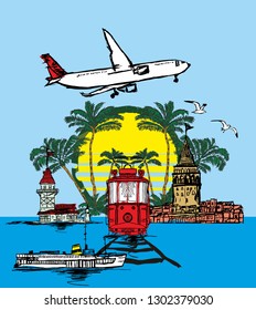 istanbul graphic design vector art, city view