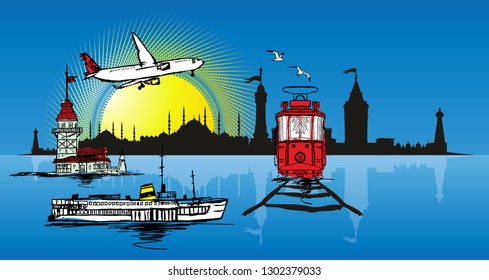 istanbul graphic design vector art, city view