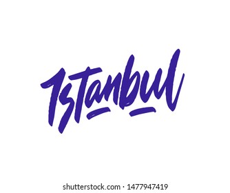 Istanbul handwritten city name.Modern Calligraphy Hand Lettering for Printing,background ,logo, for posters, invitations, cards, etc. Typography vector.
