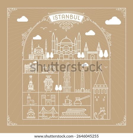 istanbul historical landmarks vector iconic