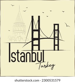 istanbul icon 
Galata Tower ,bosphorus bridge cardpostal background
