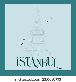 istanbul icon 
Galata Tower on Blue background