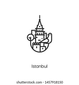 istanbul icon vector. tower symbol. Linear style sign for mobile concept and web design. turkey building symbol illustration. Pixel vector graphics - Vector.