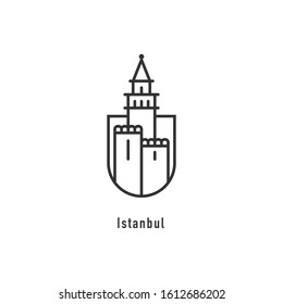 istanbul icon vector. tower symbol. Linear style sign for mobile concept and web design. turkey building symbol illustration. Pixel vector graphics - Vector.
