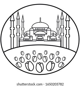 Istanbul Lale Festival. Outline icon. Vector stock illustration.