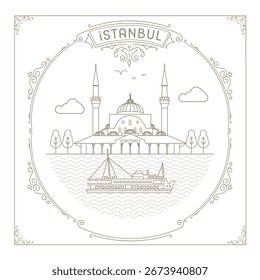 Istanbul landmarks, vector free, colorable