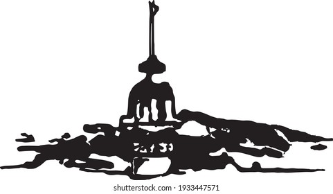 Istanbul Leander's Tower, Bosphorus Tower, or Maiden's Tower Silhouette (Kız Kulesi). Vector illustration.