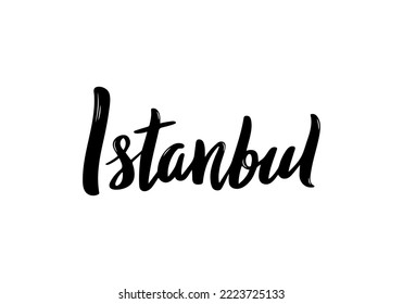 Istanbul Lettering. Handwritten city name. Vector design template.