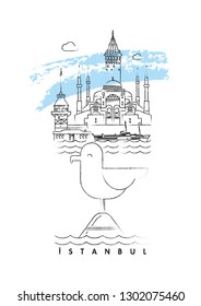 istanbul linear minimal vector illustration typography design