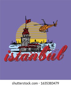 istanbul maiden tower vector art
