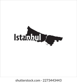 Istanbul map and black lettering design on white background