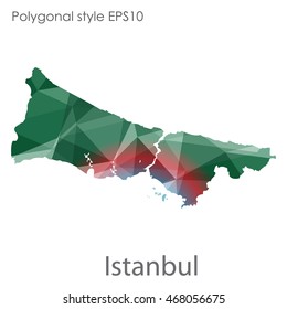 Istanbul map in geometric polygonal style.Abstract gems triangle,modern design background.Vector illustration EPS10