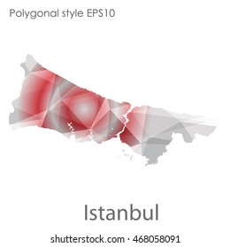 Istanbul map in geometric polygonal style.Abstract gems triangle,modern design background.Vector illustration EPS10