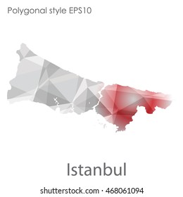 Istanbul map in geometric polygonal style.Abstract gems triangle,modern design background.Vector illustration EPS10